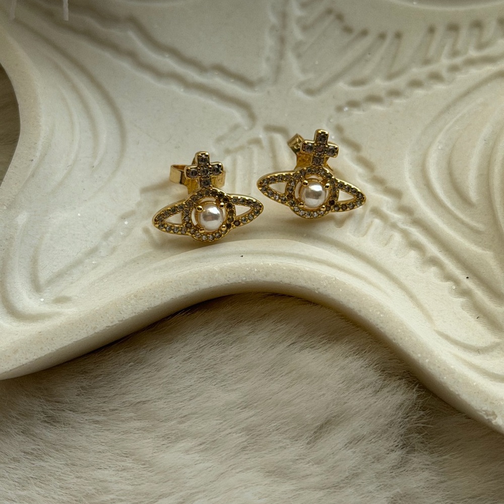 Elegant Gold Cross and Pearl Earrings